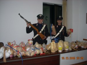 Gli artifizi pirotecnici sequestrati dai Carabinieri