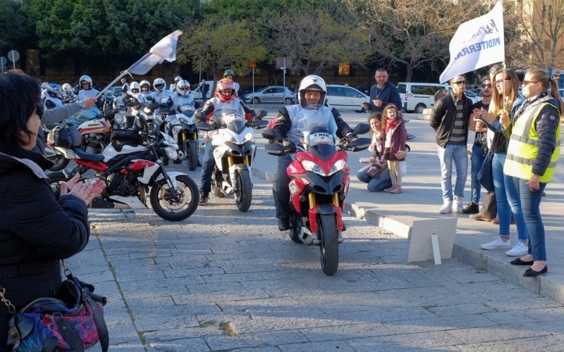 Pino Anfuso in sella alla sua Ducati Multistrada