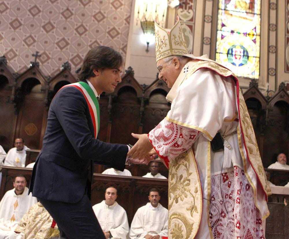 Giuseppe Falcomatà e l'arcivescovo Giuseppe Fiorini Morosini