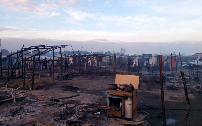 La tendopoli di San Ferdinando dopo l'incendio del 27 gennaio 2018