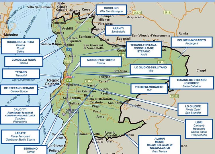 La mappa del mandamento centro della 'ndrangheta a Reggio Calabria