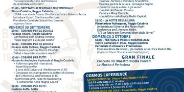 Programma completo premio Cosmos
